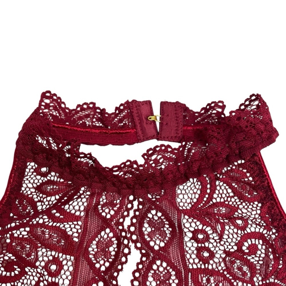 Oh La La Cheri Rhubarb Soft Lace Collared Teddy Keyhole Small/Medium New NWT - Picture 5 of 10